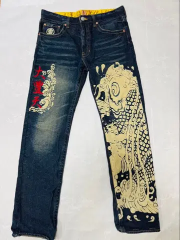 호텐 상점 청바지 잉어 자수 M 일본풍 패턴