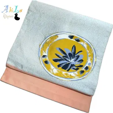 [ E652 ] 나고야 오비 나고야 제직 핑크 실버 342cm 익명 배송