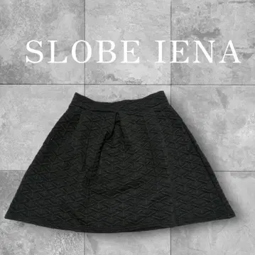 슬로브 이에나 SLOBE IENA 플레어 스커트 미니 기장 올 패턴 블랙