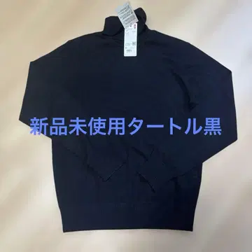 [미사용 새상품] 유니클로 메리노 터틀넥 스웨터 블랙 S