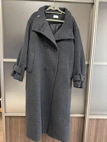 Ungrid 스탠드 카라 루즈 코트 차콜 그레이 S