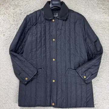 던힐 퀼팅 카 코트 캐시미어 100% 가죽 파이핑 충전솜