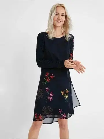 (K11516) 데시구알 Desigual 원피스 플라워 시어 L