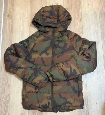 ZARA MENS 카모플라쥬 후드 부착 다운 자켓