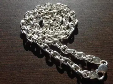 새상품 실버 925 아즈키 체인 7.3mm 50cm 목걸이 각인 있음