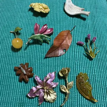 브로치 세트 꽃 잎 새 모티브 10개