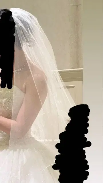 웨딩 베일 화이트 라메 베일