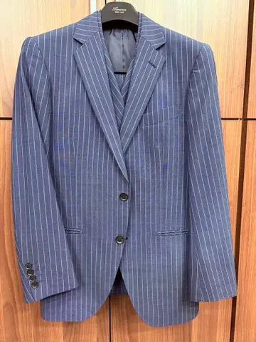 새상품급 TENORAS 쓰리피스 블루 스트라이프 수트 M