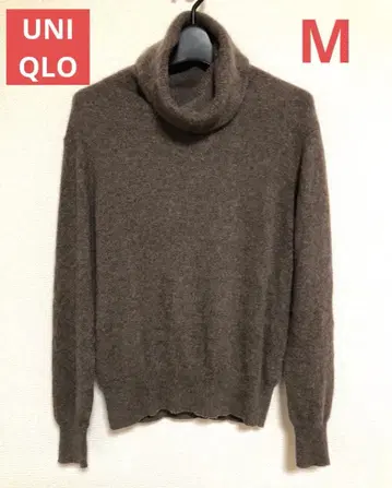 유니클로 캐시미어 오프 터틀넥 스웨터 M 브라운 캐시미어