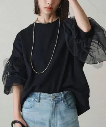 Loungedress 튤 맨투맨 풀오버 블랙