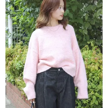 Ungrid 컬러 모헤어 혼방 루즈 니트 핑크