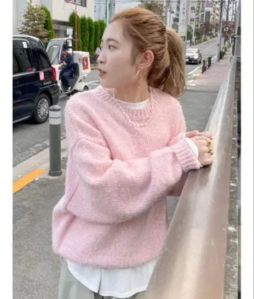 Ungrid 컬러 모헤어 혼방 루즈 니트 핑크