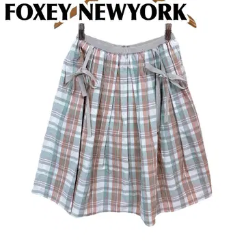 [ 새상품급 ] 폭시 뉴욕 플레어 스커트 무릎 기장 리본 38 체크