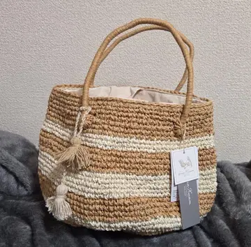 Ena Kuam 린넨 끈 바스켓백 스트라이프