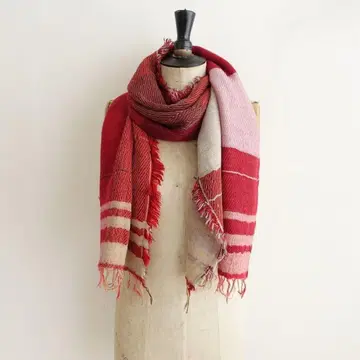 타마키 니이메 울 혼방 숄 스톨 빨간색 레드 베이지