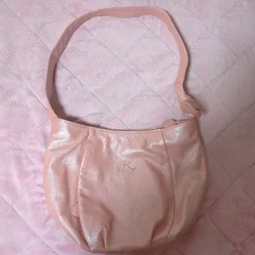 핑크 가죽 핸드백 K 로고