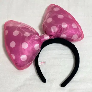 미니 마우스 도트 머리띠 핑크 빅 리본