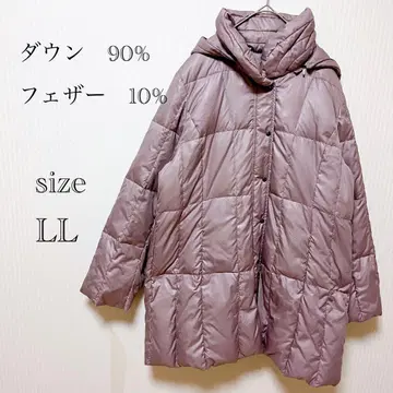 다운 코트 LL 사이즈 더스티 핑크 퍼플 페더 다운 롱 코트