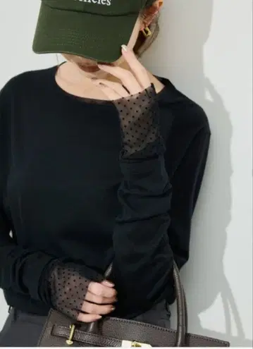 SLOBE IENA 레이어드 플로키 도트 슬리브 롱 TEE 블랙