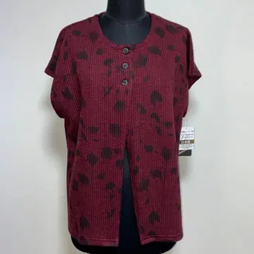 일본제 새상품 꽃무늬 리브 프렌치 베스트 와인 여성