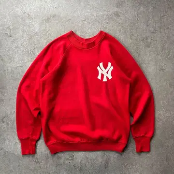 90s 헬스니트 맨투맨 USA제 빨간색 M 뉴욕 양키 MLB