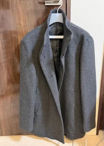 무인양품 차콜 그레이 울 스탠드 카라 코트 사이즈 M