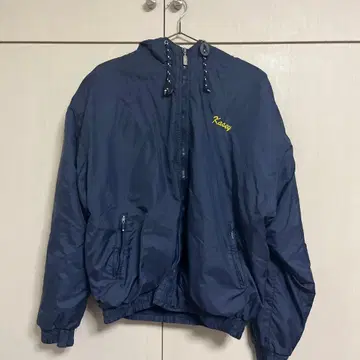 네이비 후드 부착 나일론 자켓