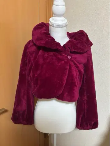 프릴 달린 버건디 숏 자켓