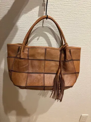 omekashi 천연 가죽 프린지 토트백