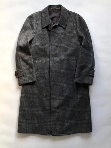 울 알파카 벨 베스트 스텐카라 코트 샤기 그레이 체크 48