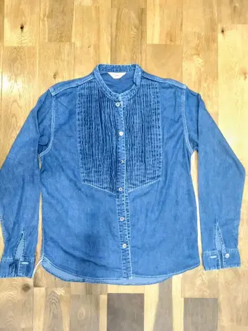 FIDES 라이트 인디고 밴드 카라 셔츠 피데스