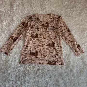 CECI OU CELA 여성용 긴팔 T셔츠 M 꽃무늬 핑크 귀여운