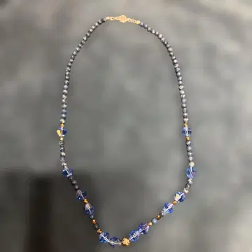 네이비 골드 비즈 목걸이
