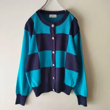 니트 가디건 터콰이즈 블루 네이비 빈티지 빈티지