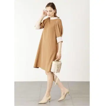 셀포드 A라인 보타이 원피스 백 보타이 바이컬러