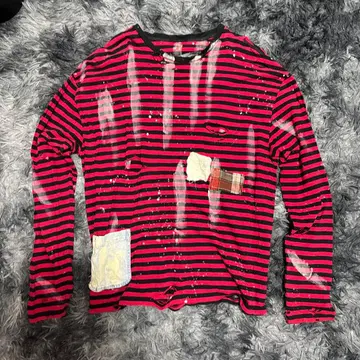 패치워크 데미지 긴팔 티셔츠