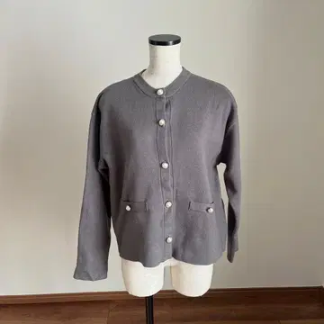 그레이 버튼 가디건 긴팔