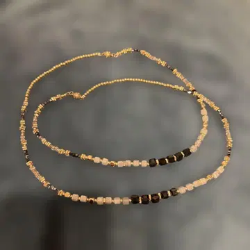 블랙과 금 비즈 2줄 목걸이