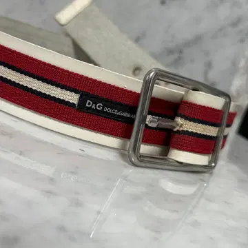 D&G 돌체앤가바나 벨트 화이트 보더 레드 가죽