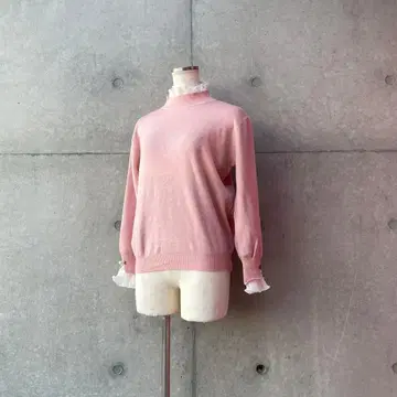 하자품 택 포함 새상품 옷깃 소매 플리츠 커프스 니트 핑크 M