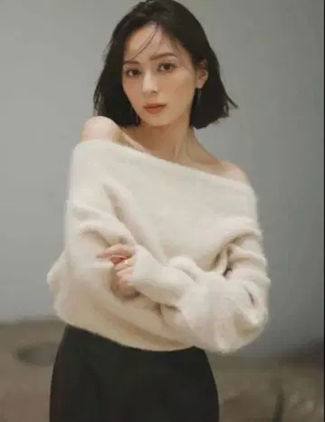 anuans 라쿤 폭스 오프숄더 니트 풀오버