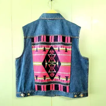 PENDLETON 펜들턴 데님 베스트 코튼 울 파랑 핑크