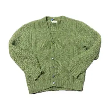 그린 케이블 니트 가디건