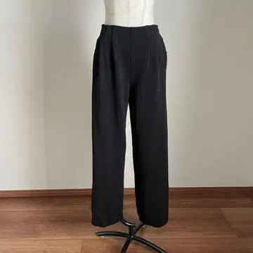 블랙 와이드 팬츠 하이웨스트 사이드 포켓