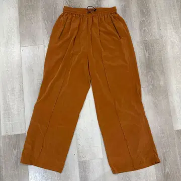 브라운 와이드 팬츠 사이드 지퍼