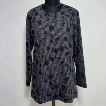 일본제 새상품 꽃무늬 리브 1버튼 튜닉 블랙 여성