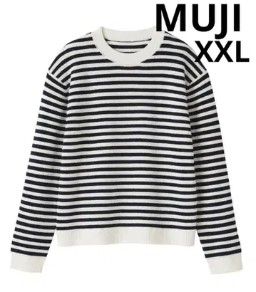 무인양품 여성 세탁 가능한 와플 니트 크루넥 스웨터 XXL