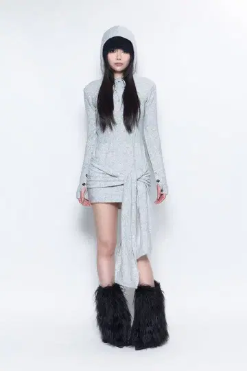 TR34426 S draped knit dress mini 그레이