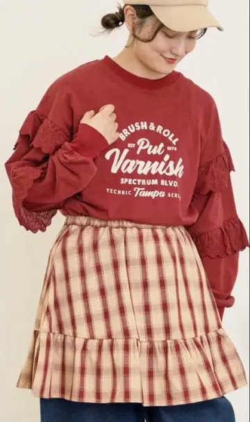 새상품*사만사 모스모스*소매 프릴 절개 맨투맨