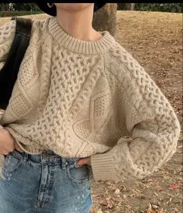 select moca 아이보리 케이블 니트 스웨터